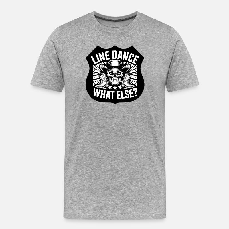 Line Dance Skull Western Shirt - Männer Premium Bio T-Shirt - Grau meliert