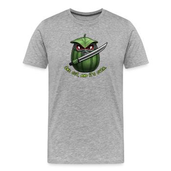 Wassermelone Ninja: Ein Schnitt Ende - Männer Premium Bio T-Shirt - Grau meliert - Vorne - Damien (186cm)