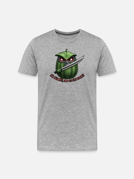 Lame Ninja Pastèque - T-shirt bio Premium Homme - gris chiné