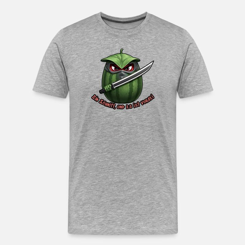 Wassermelone Ninja Klinge - Männer Premium Bio T-Shirt - Grau meliert