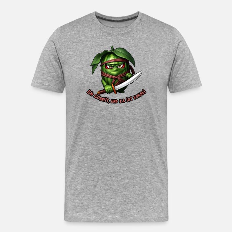 Wassermelonen-Ninja mit Schwert - Männer Premium Bio T-Shirt - Grau meliert