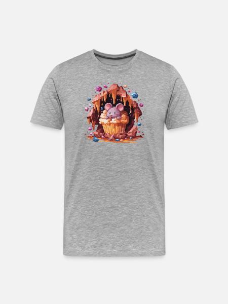 Mouse in crystal cupcake - Men's Premium Organic T-Shirt - heather grey
