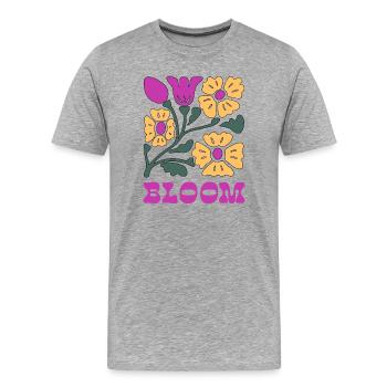 Floral Pop Neon Pink - Men's Premium Organic T-Shirt - heather grey - Front - Damien (186cm)