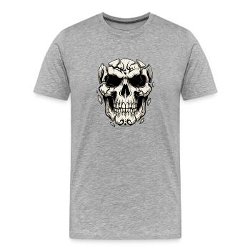 Splintering Skull – Gothic Graphics - Men's Premium Organic T-Shirt - heather grey - Front - Damien (186cm)