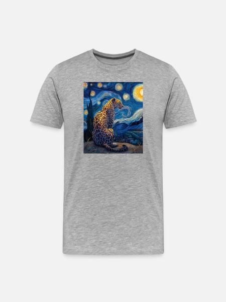 Leopard Van Gogh - Men's Premium Organic T-Shirt - heather grey