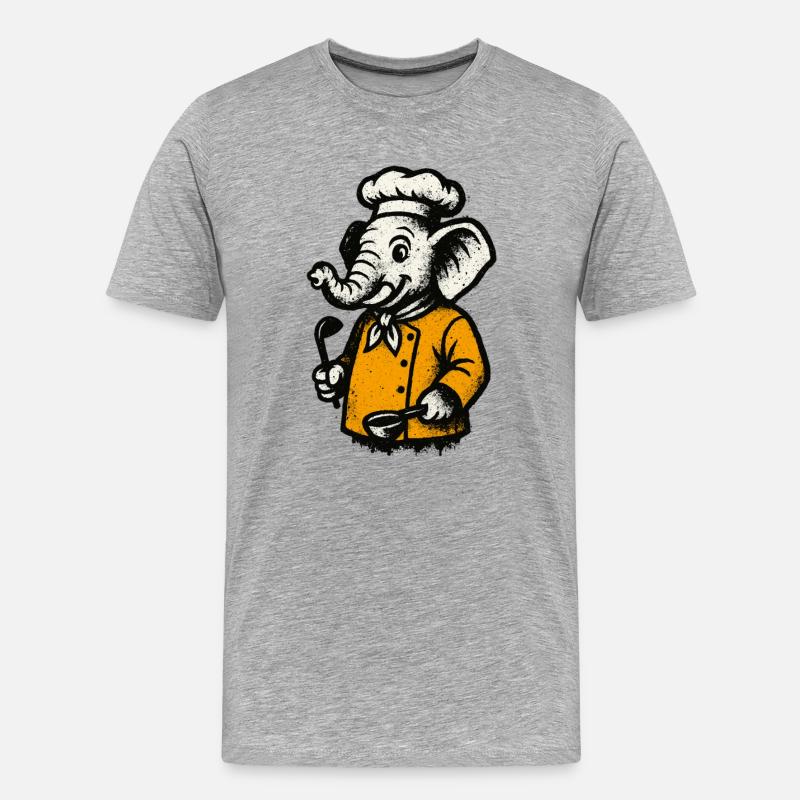 Kochender Elefantenchef - Männer Premium Bio T-Shirt - Grau meliert