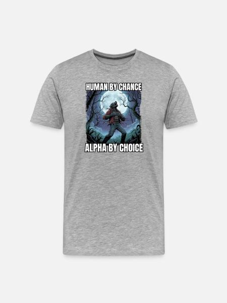 Alpha by Choice Werewolf Motif - Men's Premium Organic T-Shirt - heather grey