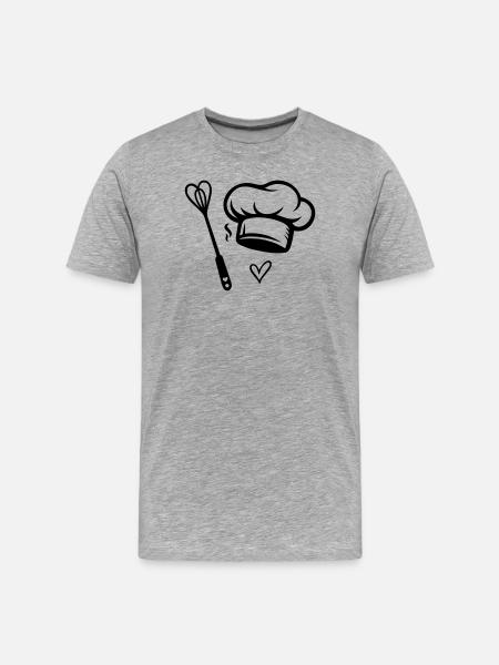 Chef's Hat & Heart Whisk - Cooking with Love - Men's Premium Organic T-Shirt - heather grey