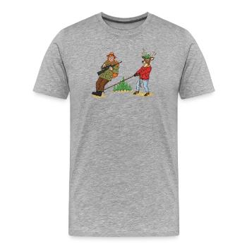 Forest Tug Duo: Hunter & Deer - Men's Premium Organic T-Shirt - heather grey - Front - Damien (186cm)
