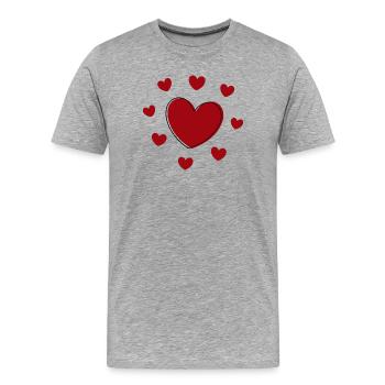 rotes Herz rot Geschenk Valentinstag - Männer Premium Bio T-Shirt - Grau meliert - Vorne - Damien (186cm)