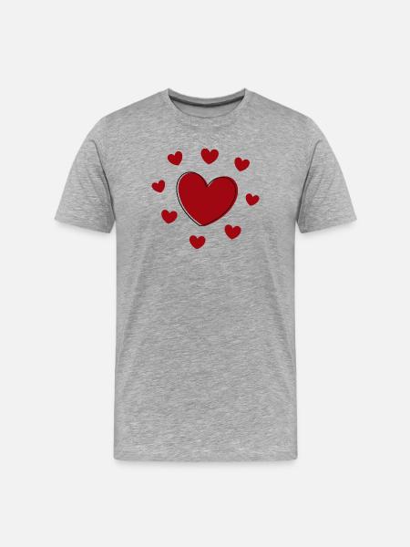 Cadeau rouge de la Saint-Valentin - T-shirt bio Premium Homme - gris chiné