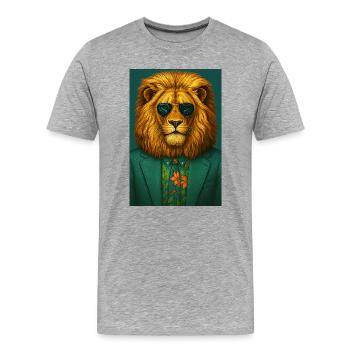 Eleganter und feiner Löwe - Männer Premium Bio T-Shirt - Grau meliert - Vorne - Damien (186cm)