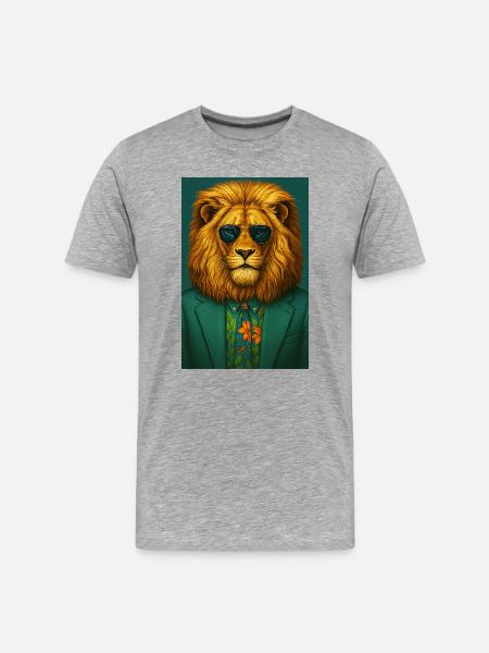 Elegant and refined lion - Men's Premium Organic T-Shirt - heather grey