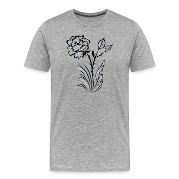 Stilisierte, umrandete Rose - Männer Premium Bio T-Shirt - Grau meliert - Vorne - Damien (186cm)