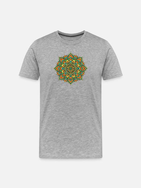 Bunte Mandala – Harmonie und Gleichgewicht - Männer Premium Bio T-Shirt - Grau meliert