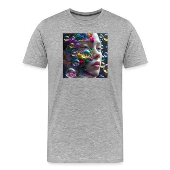 Dreamy Coral Portrait - Men's Premium Organic T-Shirt - heather grey - Front - Damien (186cm)