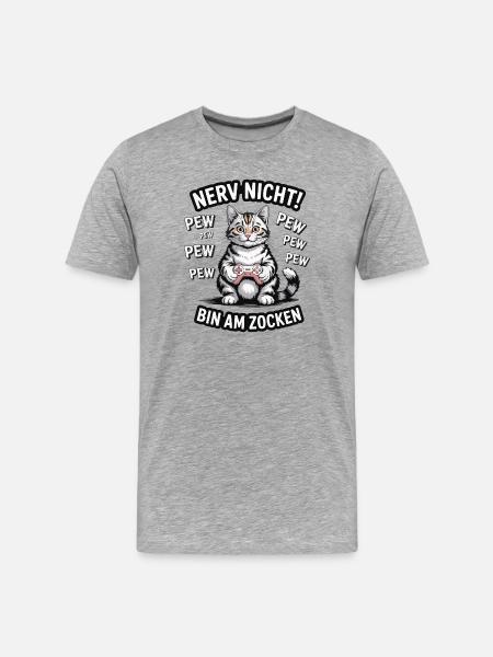 Courage Not I Gaming Cat Design - T-shirt bio Premium Homme - gris chiné