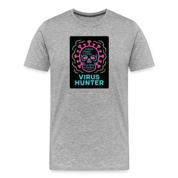 Cybersécurité : Chasseur de virus - T-shirt bio Premium Homme - gris chiné - Devant - Damien (186cm)