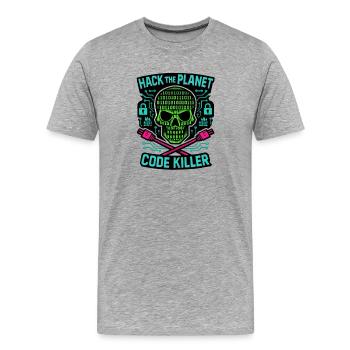 Cybersecurity: Hack the Planet - Men's Premium Organic T-Shirt - heather grey - Front - Damien (186cm)