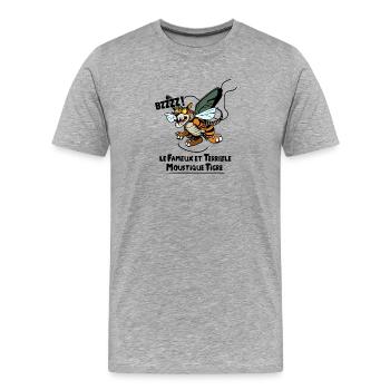 DIE BERÜHMTE TIGERMÜCKE - Männer Premium Bio T-Shirt - Grau meliert - Vorne - Damien (186cm)