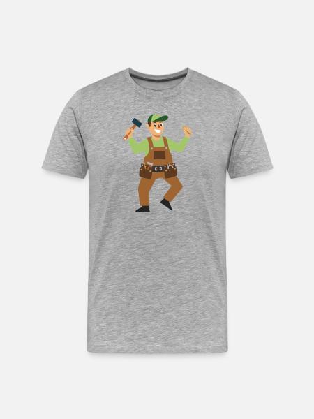Arbeitsheld Handwerker - Männer Premium Bio T-Shirt - Grau meliert