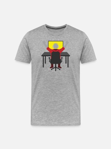 Victory on the gaming setup - Men's Premium Organic T-Shirt - heather grey