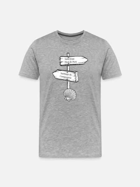 Camino Signpost Shell Illustration - Men's Premium Organic T-Shirt - heather grey