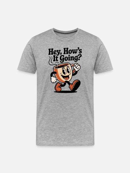 Running Coffee Mug Mascot - Men's Premium Organic T-Shirt - heather grey