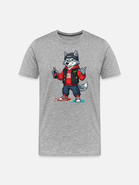Wilder Wolf Streetwear Graffiti - Men's Premium Organic T-Shirt - heather grey