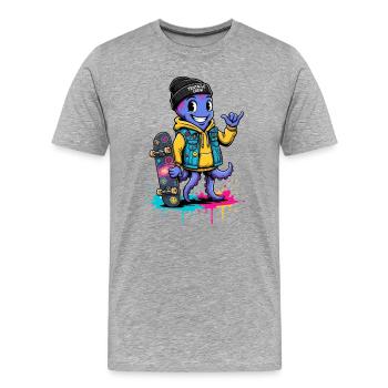 Tentacle Skate Crew Cartoon - Men's Premium Organic T-Shirt - heather grey - Front - Damien (186cm)