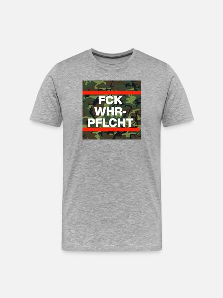 FCK WHRPFLCHT, ANTI CONSCRIPTION CAMO - Men's Premium Organic T-Shirt - heather grey
