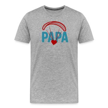 Papa Paragliding Heart - Men's Premium Organic T-Shirt - heather grey - Front - Damien (186cm)