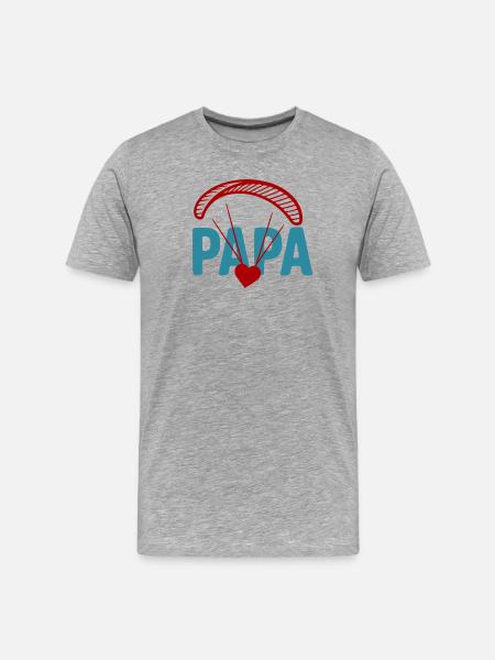 Papa Paragliding Herz - Männer Premium Bio T-Shirt - Grau meliert