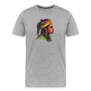 Headwrap Color Explosion Portrait - Men's Premium Organic T-Shirt - heather grey - Front - Damien (186cm)