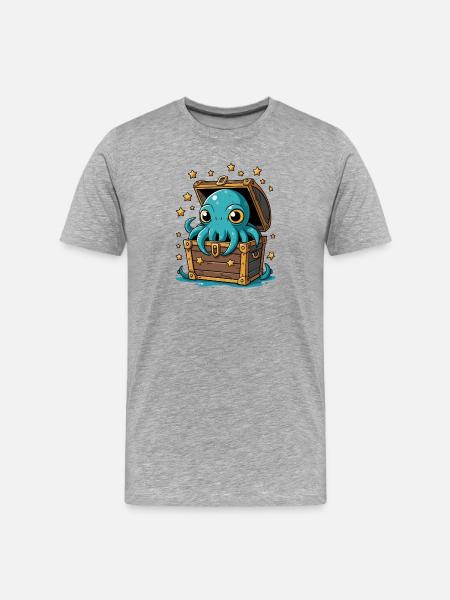 Oktopus im Sternenschatz - Männer Premium Bio T-Shirt - Grau meliert