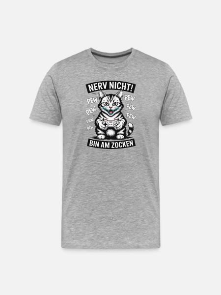 Courage Not I Gaming Cat Design - T-shirt bio Premium Homme - gris chiné