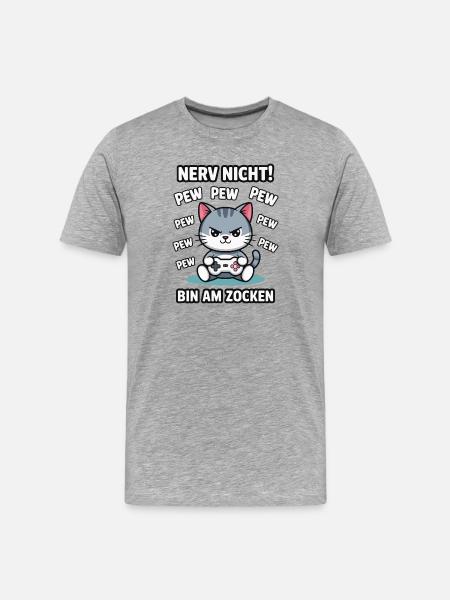 Courage Not I Gaming Cat Design - T-shirt bio Premium Homme - gris chiné