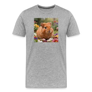 Blumiger Hamstertraum - Männer Premium Bio T-Shirt - Grau meliert - Vorne - Damien (186cm)
