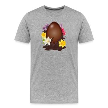Schokoladen-Osterei mit Blumen und Vanille - Männer Premium Bio T-Shirt - Grau meliert - Vorne - Damien (186cm)