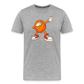 Basketball-Maskottchen-Deckgesicht - Männer Premium Bio T-Shirt - Grau meliert - Vorne - Damien (186cm)