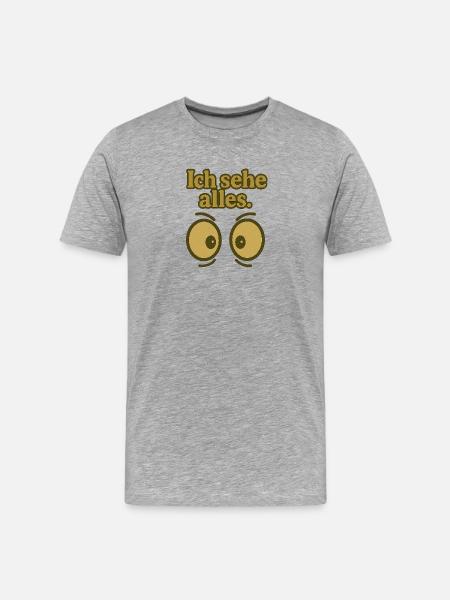 Ich sehe alles Augenprint - Männer Premium Bio T-Shirt - Grau meliert