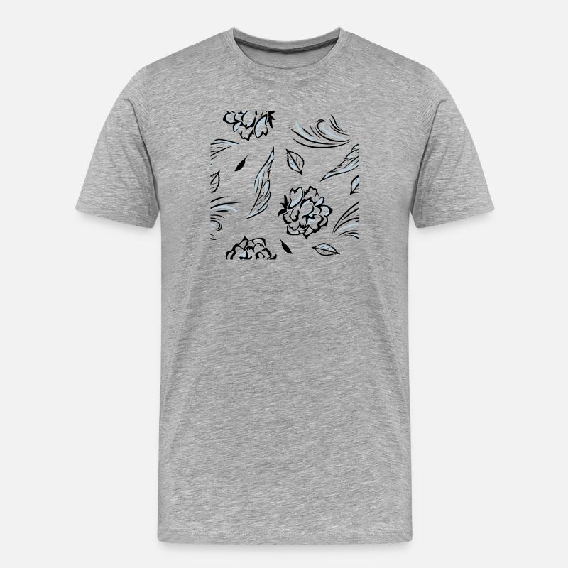 Seamless_pattern_with_roses - Männer Premium Bio T-Shirt - Grau meliert