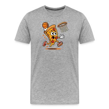 Pizza Slam Dunk Caricature - T-shirt bio Premium Homme - gris chiné - Devant - Damien (186cm)