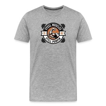 Pompe musculaire - T-shirt bio Premium Homme - gris chiné - Devant - Damien (186cm)