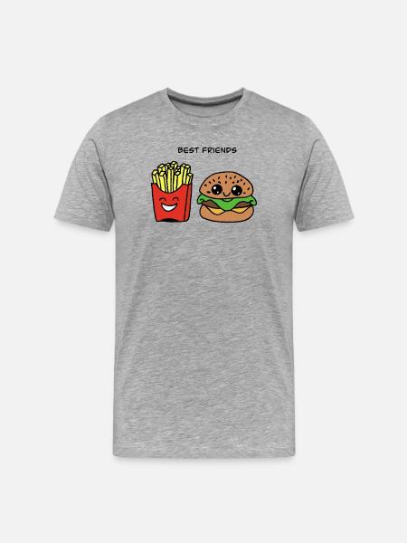 Best Friends: Burger & Fries Duo - Men's Premium Organic T-Shirt - heather grey