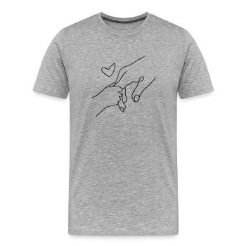 Poignée de main avec connexion cœur - T-shirt bio Premium Homme - gris chiné - Devant - Damien (186cm)