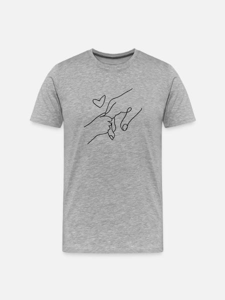 Handshake with heart connection - Men's Premium Organic T-Shirt - heather grey