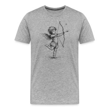 Vintage Cupid Angel with Bow and Arrow Art - Männer Premium Bio T-Shirt - Grau meliert - Vorne - Damien (186cm)
