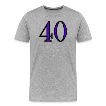 40. 40 ANS. 40e ANNIVERSAIRE. ANNIVERSAIRE 40 ANS. - T-shirt bio Premium Homme - gris chiné - Devant - Damien (186cm)