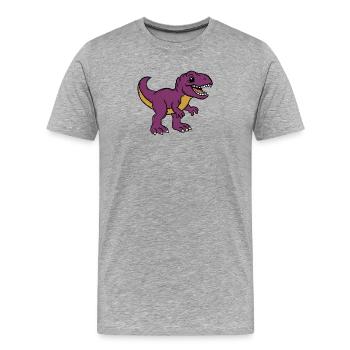 Dino - Männer Premium Bio T-Shirt - Grau meliert - Vorne - Damien (186cm)